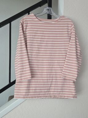 Striped Pink & White 3/4 Sleeve Top